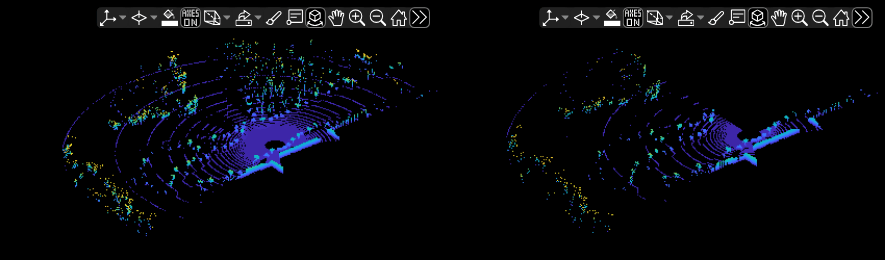 Figure Display Original Unorganized and Reconstructed Organized Point Clouds contains 2 axes objects and other objects of type uipanel. Hidden axes object 1 contains an object of type scatter. Hidden axes object 2 contains an object of type scatter.