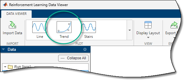 Data Viewer toolbar with the Trend button highlighted