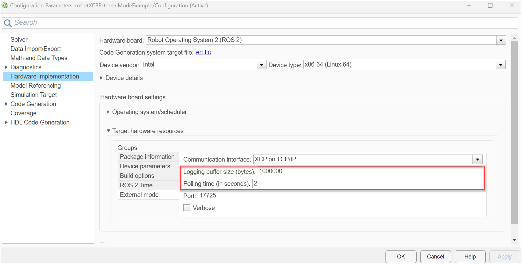 Parameter tuning during XCP-based external model simulation in ROS 2