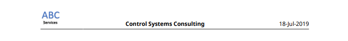 Page header containing the logo on the left, the project name in the center, and the date on the right.