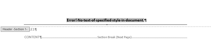 Top of Section1 with the header text from Section2.