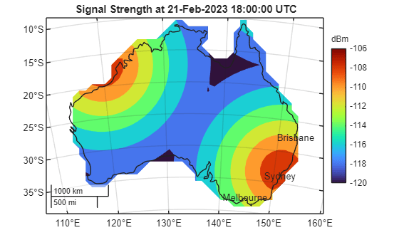 Figure contains an axes object with type mapaxes. The mapaxes object contains 5 objects of type polygon, text.