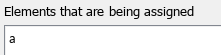 The Elements that are being assigned list contains only a.