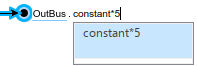 Out Bus Element block labeled OutBus.constant*5 with cursor after 5