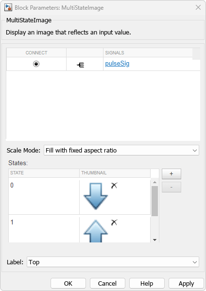 The Block Parameters dialog box for the MultiStateImage