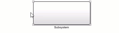 GIF that demonstrates bus element port sprouting for a Subsystem block