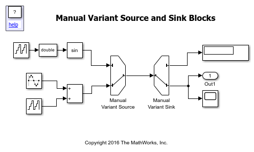 Provide Variation in Signal Source and Destination Using Manual Variant Source and Manual Variant Sink Blocks