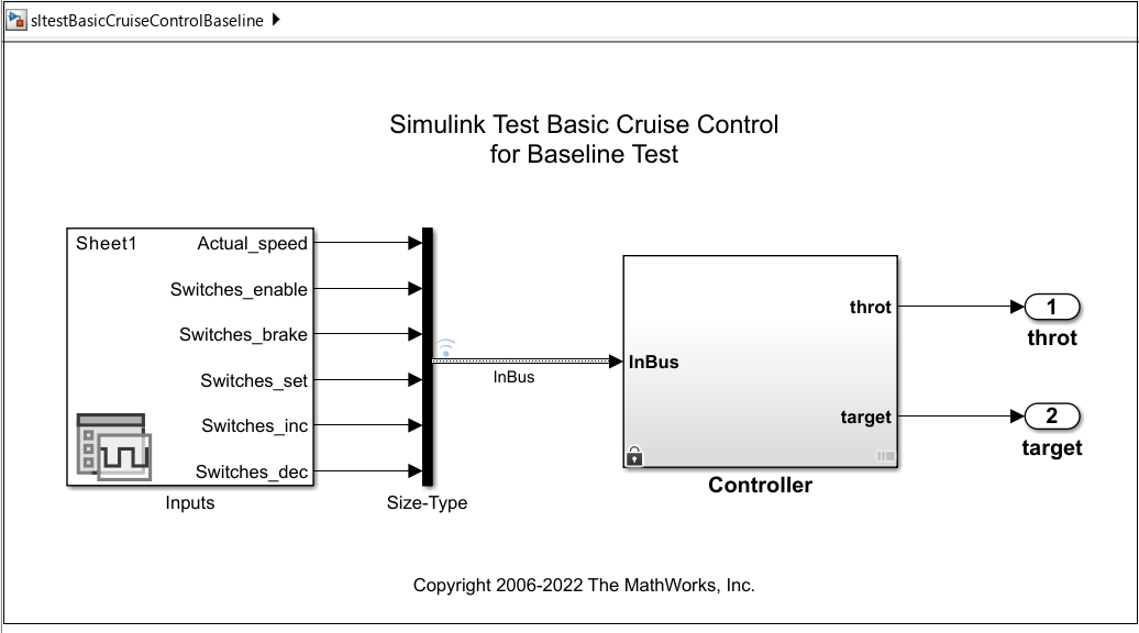 Cruise control model for baseline test