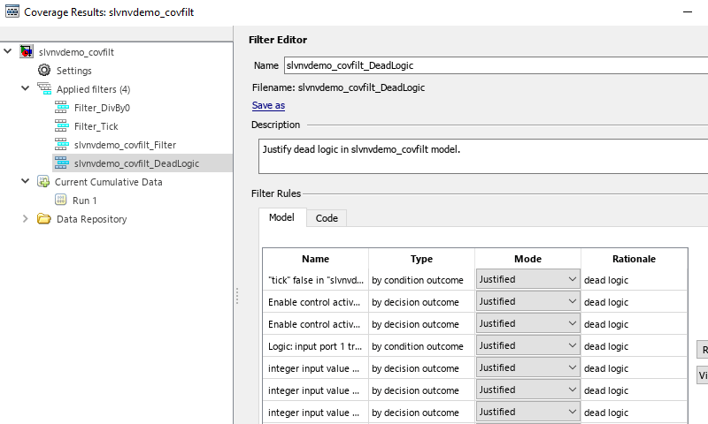 Creating and Using Coverage Filters