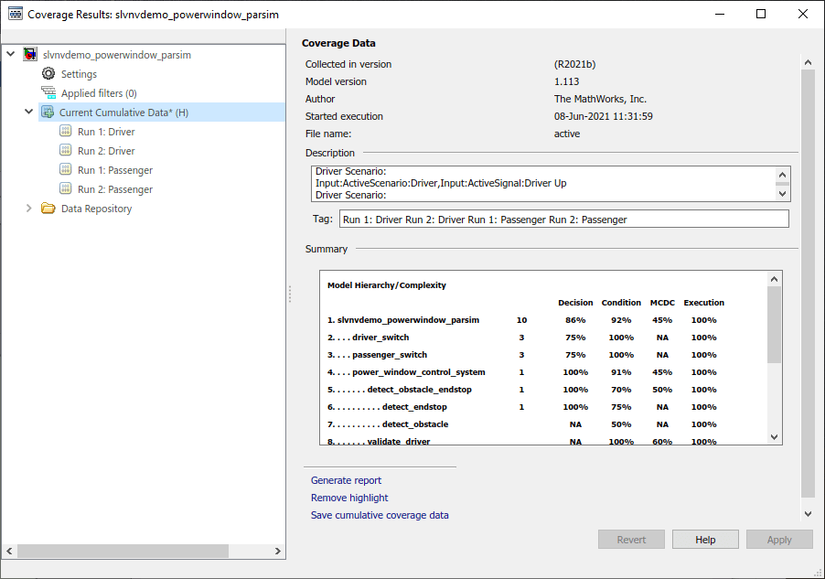 Collect Coverage for Multiple Simulations by Using Design Studies