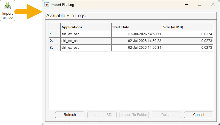 Direct File Log Import into the Simulation Data Inspector Using Simulink Real-Time