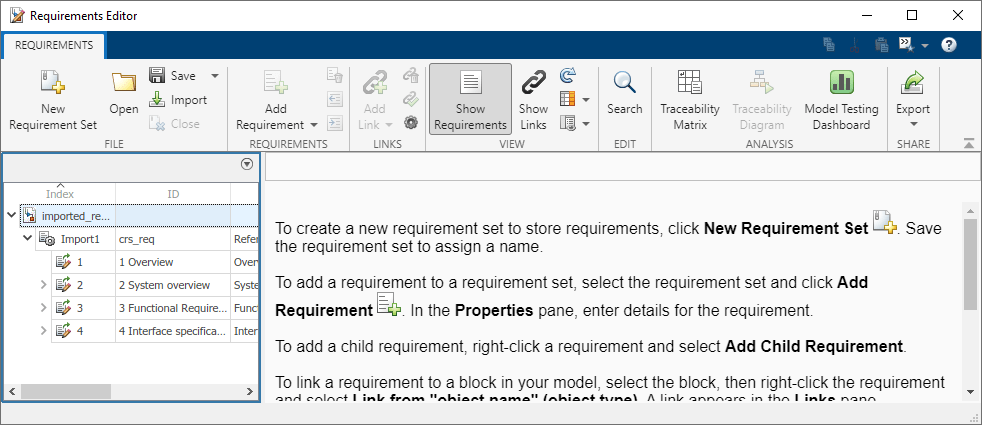 Import and Edit Requirements from a Microsoft Word Document