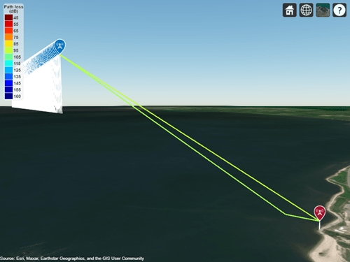 Site Viewer showing a line-of-sight path and a reflected path