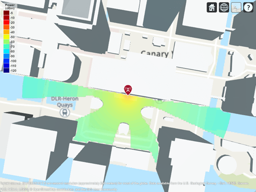 Coverage map for the transmitter site