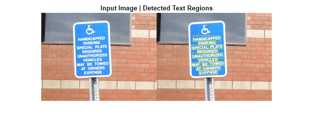 Figure contains an axes object. The hidden axes object with title Input Image | Detected Text Regions contains an object of type image.