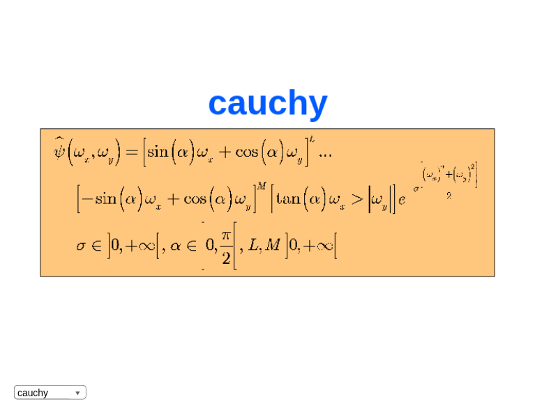 Figure contains an axes object and an object of type uicontrol. The axes object with title cauchy contains an object of type image.