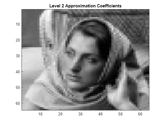 Figure contains an axes object. The axes object with title Level 2 Approximation Coefficients contains an object of type image.