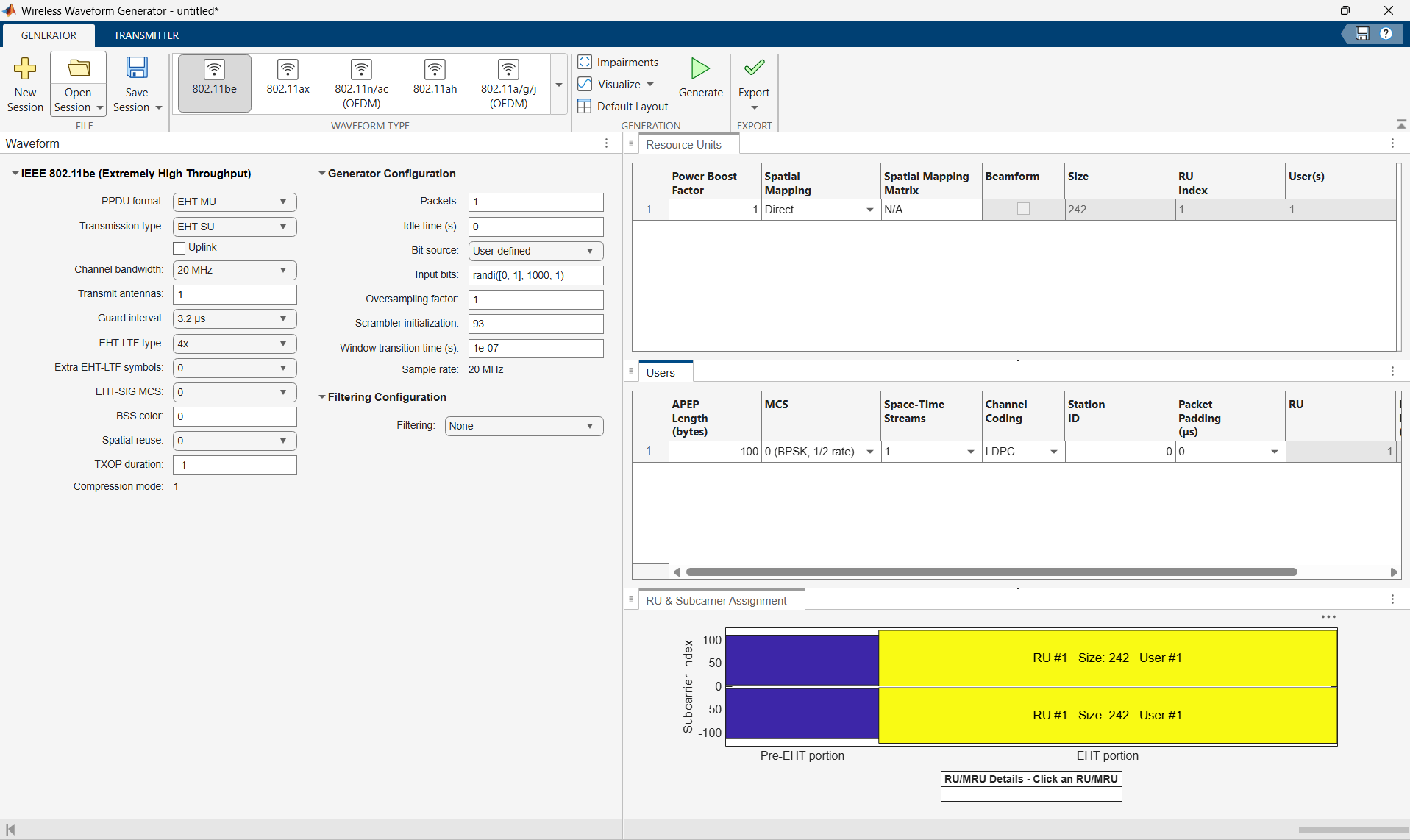 App-Based Generation and Analysis of WLAN Waveform