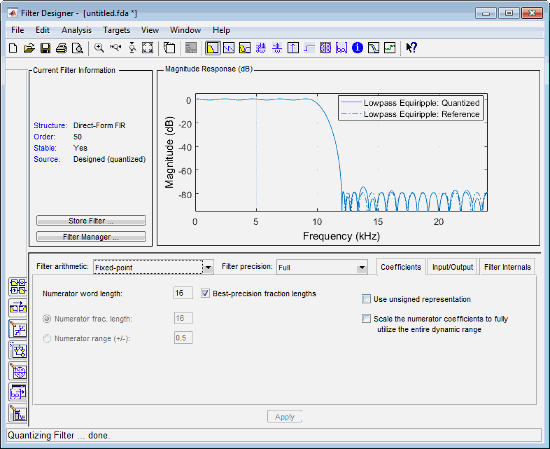 Filter Designer tool