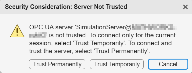 OPC UA Server Certificate Validation in App