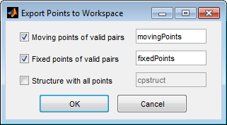 Export Points to Workspace dialog box