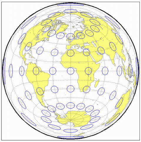 World map using Lambert azimuthal equal-area projection