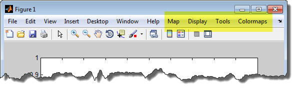 Top part of a figure window. In addition to the default menus, the menu bar includes Map, Display, Tools, and Colormaps menus.