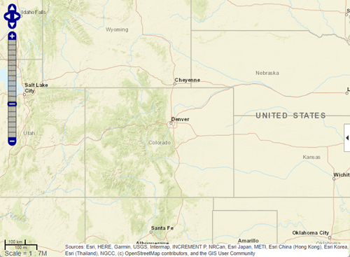 Web map centered on Denver, Colorado