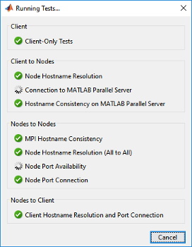 Progress of connectivity testing