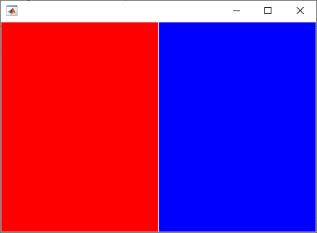 A red and a blue panel in a row in a UI figure window