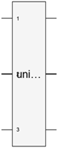 Symbol of unitary matrix gate with three target qubits