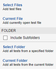 Options for adding tests to the test browser