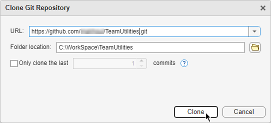 Clone Git Repository in MATLAB