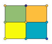 Sample of a surface with each face a different color based on sample values in the CData property