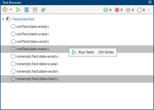 Two parameterized tests selected to run