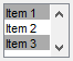 List box with three items