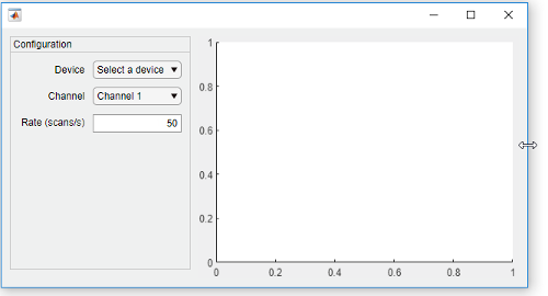 UI figure window resized to be wider. The axes component fills the additional horizontal space.