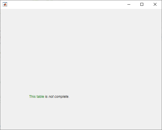 Label with the text "This table is not complete." The words "This table" are green, and the words "not complete" are italicized.