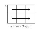 vecnorm(A,p,2) row-wise computation