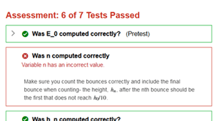 Image shows a list of tests and test results