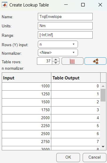 Create 1D Lookup Table