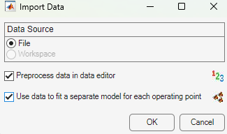Import data fitting a separate model for each operating point