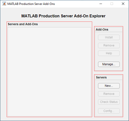MATLAB Production Server Add-On Explorer app