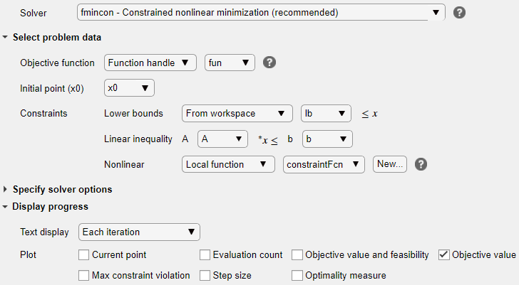 fmincon nonlinear constraints