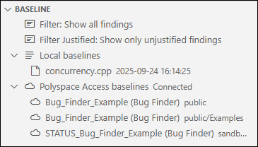 Visual Studio Code baseline view
