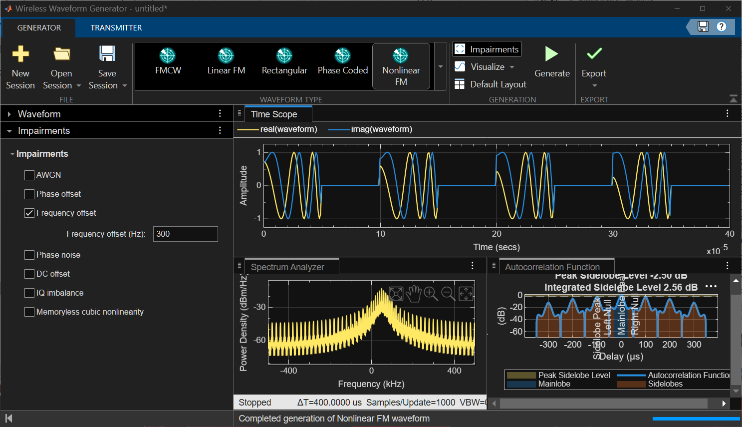 Nonlinear FM Modulated Waveform