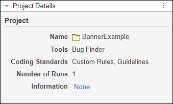 The Project Details pane when no banner exists.