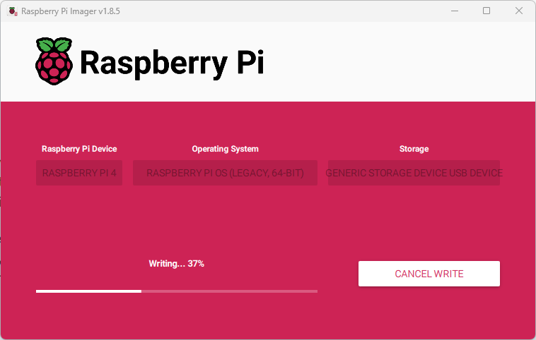 Write Permission dialog box in the Raspberry Pi Imager app