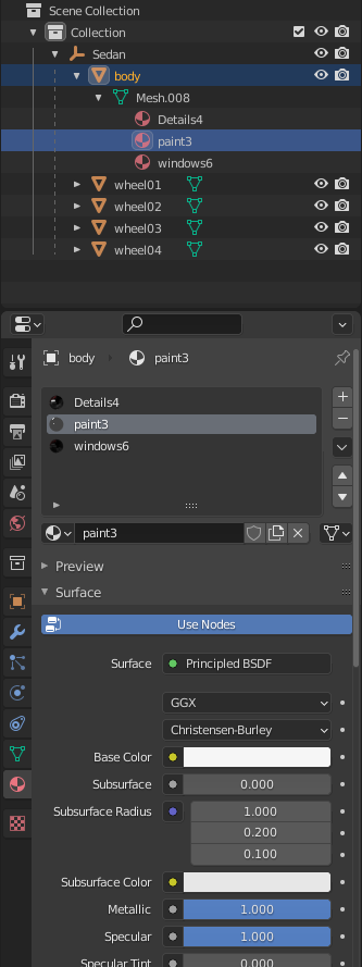 Blender chassis material
