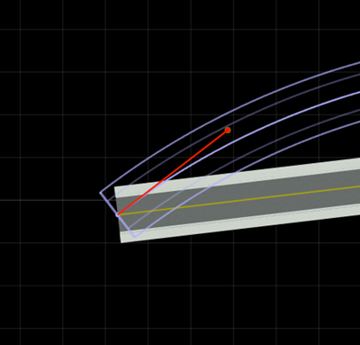 Dragging the tangent control point to set the desired tangent.